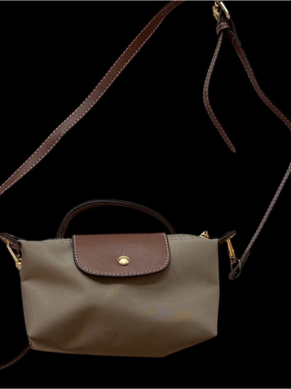 Stylish taupe tan small nylon crossbody Women's Bag